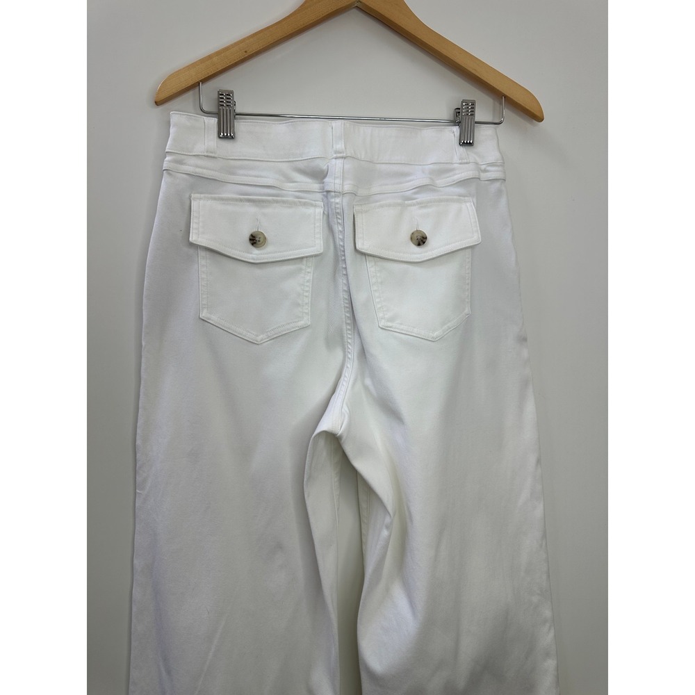 Spanx White High Rise Stretch Twill Cropped Wide Leg Button Pull On Pant Large - Picture 7 of 13
